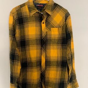 Mens yellow flannel shirt.